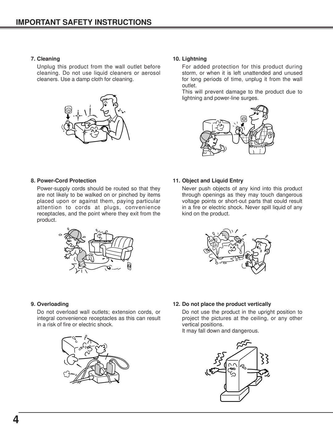 Toshiba TLP-X4100E owner manual Important Safety Instructions 