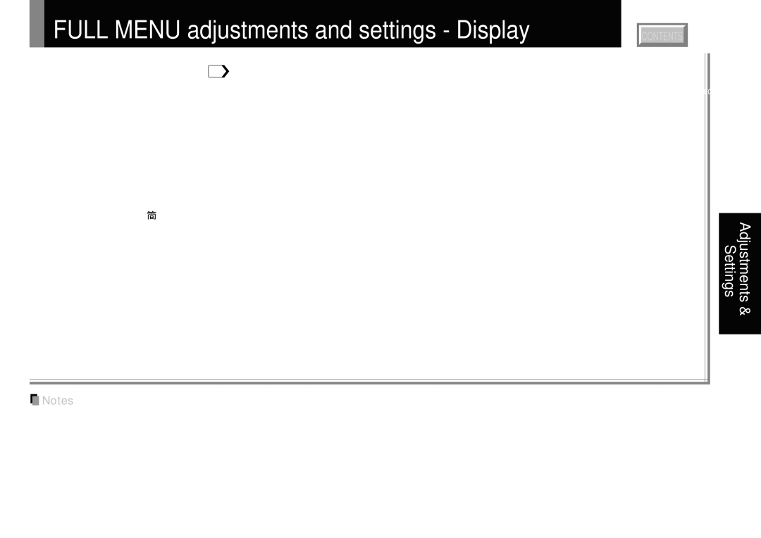 Toshiba TLP261, TLP260, TLP560, TLP561 Full Menu adjustments and settings Display, Menu background is normal Reset 