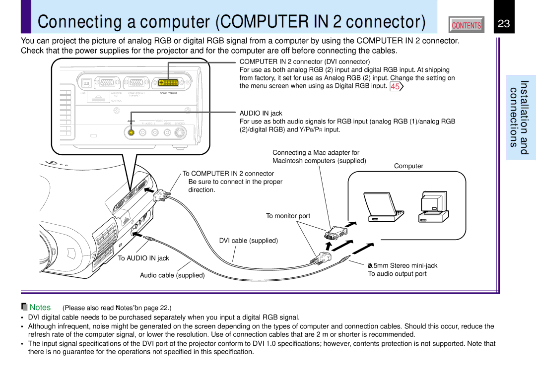 Toshiba TLP780E owner manual Connecting a computer Computer in 2 connector 