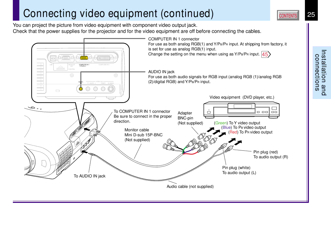 Toshiba TLP780E owner manual Connectionsand 