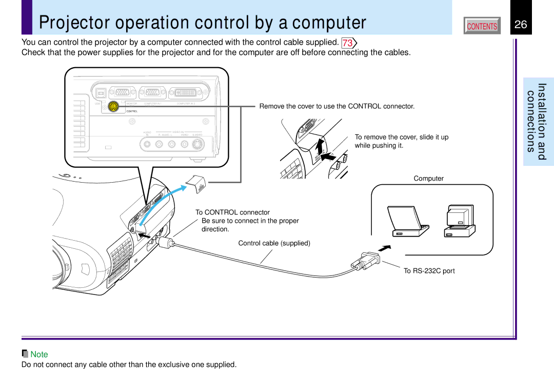 Toshiba TLP780E owner manual Projector operation control by a computer, Computer 