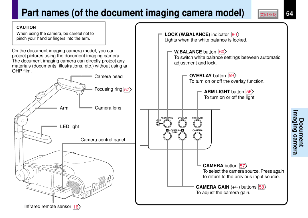 Toshiba TLP780E owner manual ImagingDocument camera 