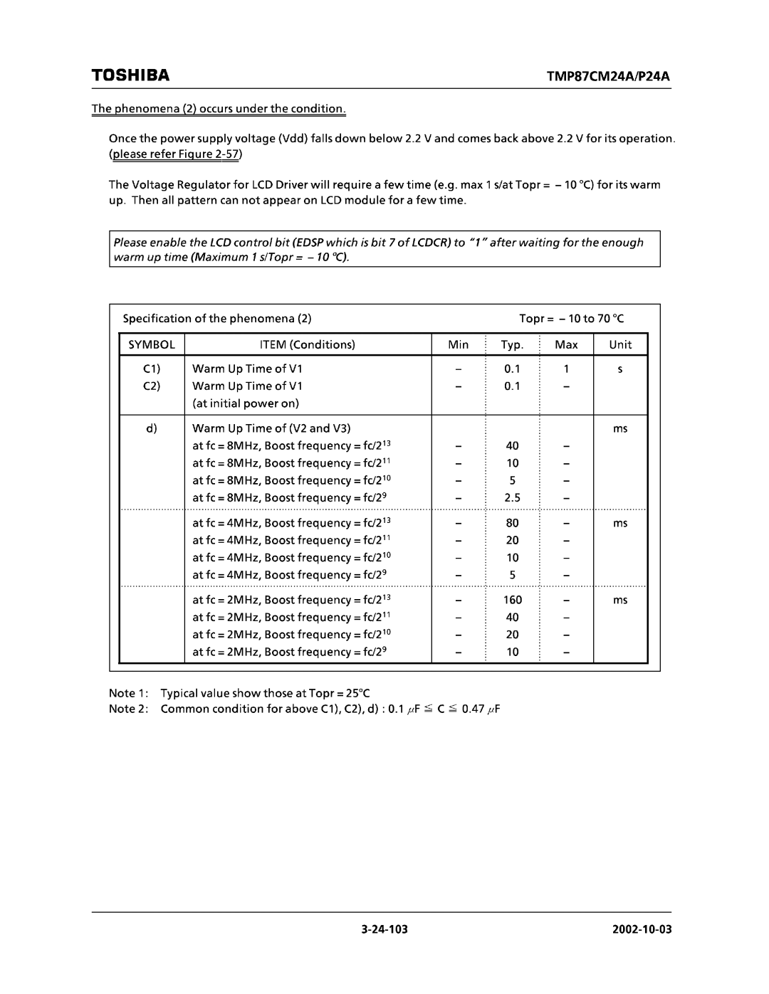 Toshiba TMP87CM24AF, TMP87CP24AF manual 