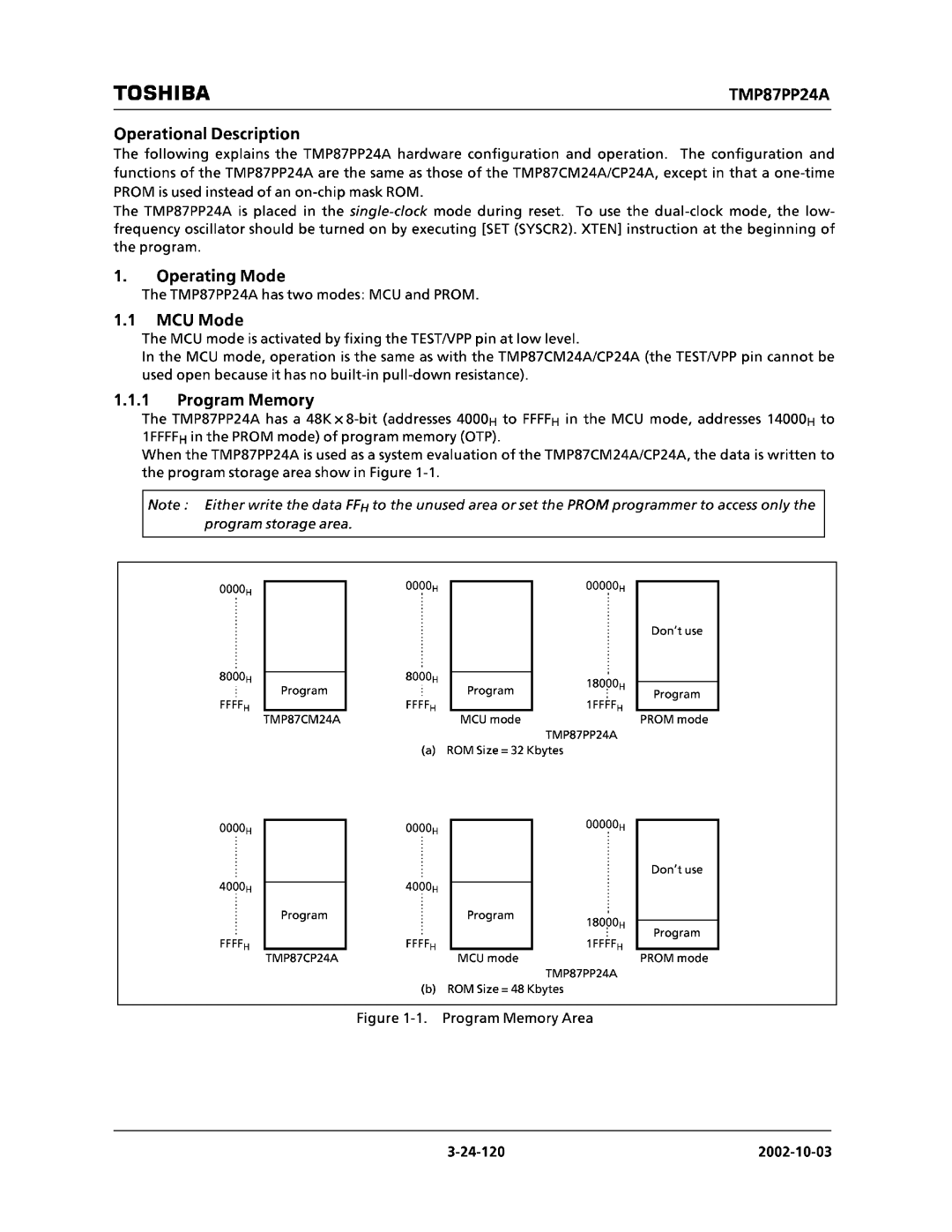 Toshiba TMP87CP24AF, TMP87CM24AF manual 