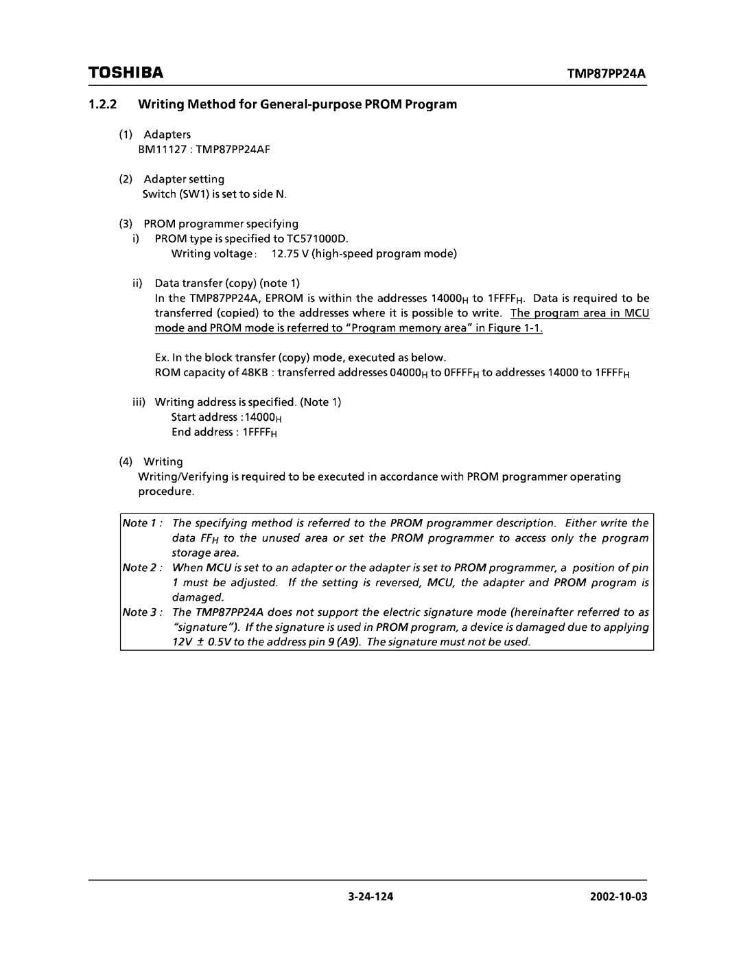 Toshiba TMP87CP24AF, TMP87CM24AF manual 
