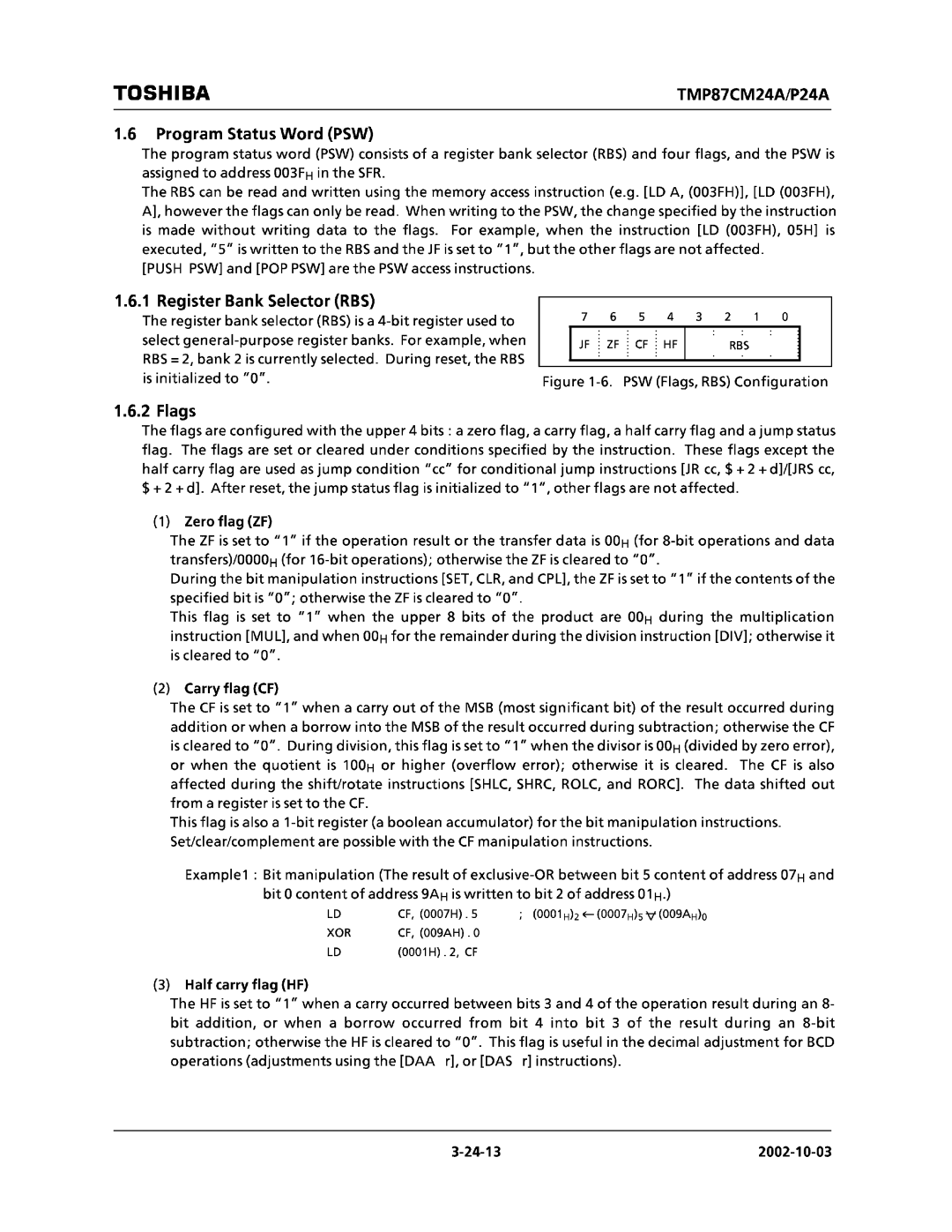 Toshiba TMP87CM24AF, TMP87CP24AF manual 