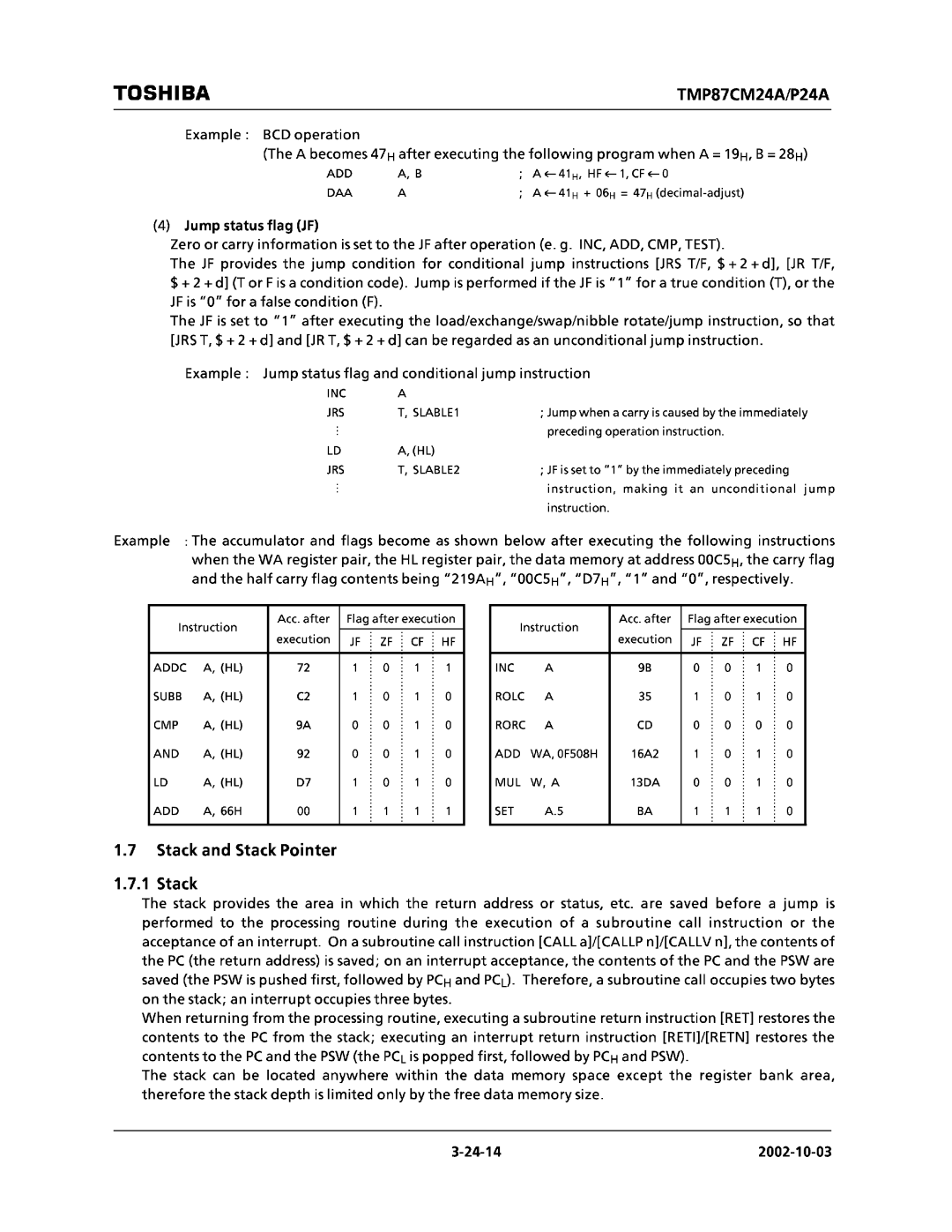 Toshiba TMP87CP24AF, TMP87CM24AF manual 