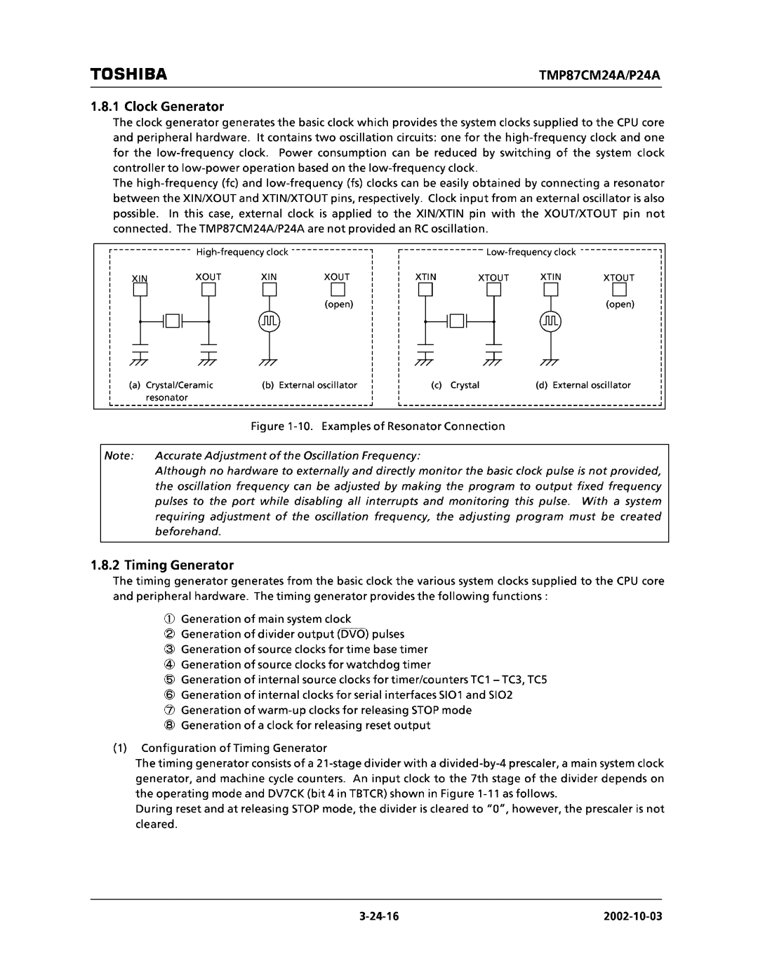 Toshiba TMP87CP24AF, TMP87CM24AF manual 