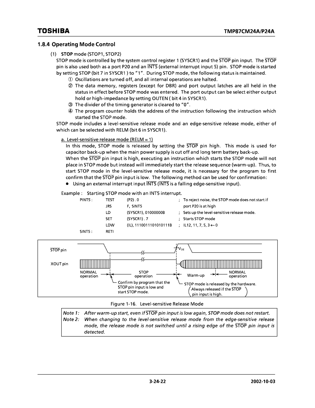 Toshiba TMP87CP24AF, TMP87CM24AF manual 