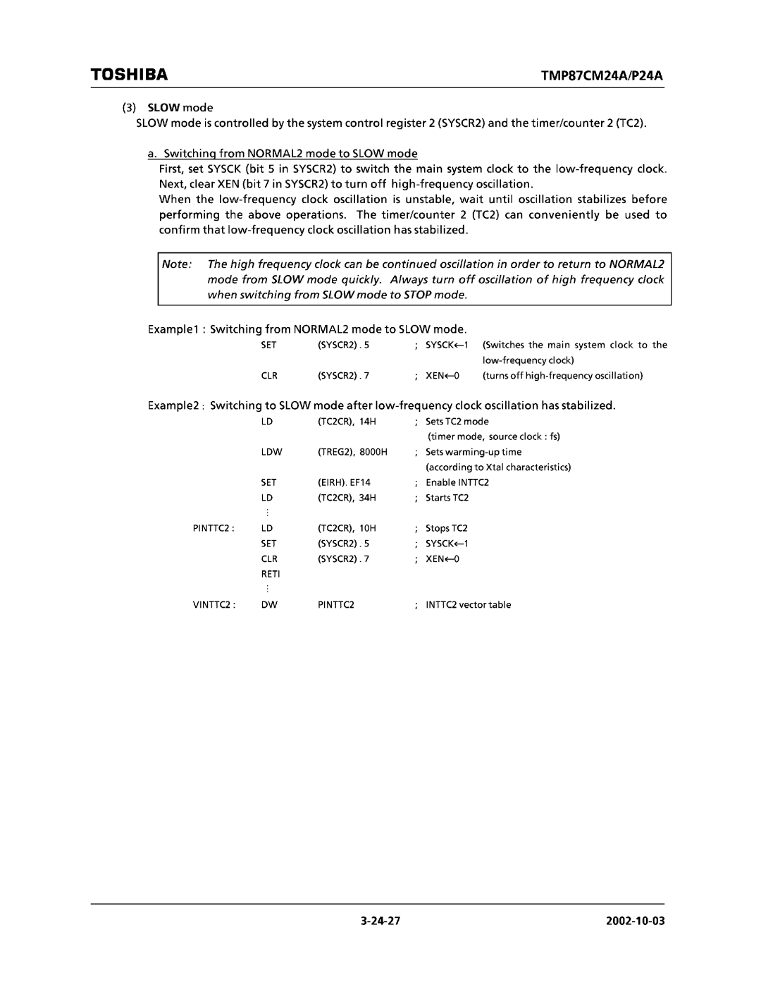 Toshiba TMP87CM24AF, TMP87CP24AF manual 