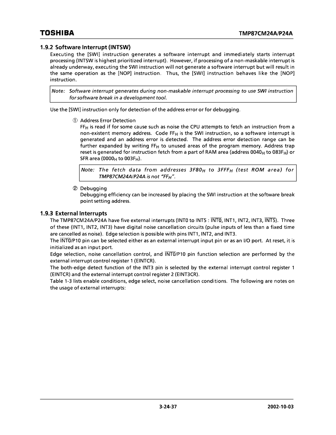 Toshiba TMP87CM24AF, TMP87CP24AF manual 