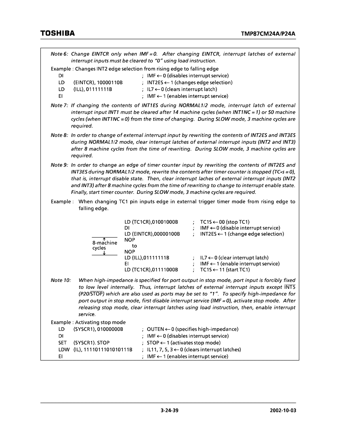 Toshiba TMP87CM24AF, TMP87CP24AF manual 