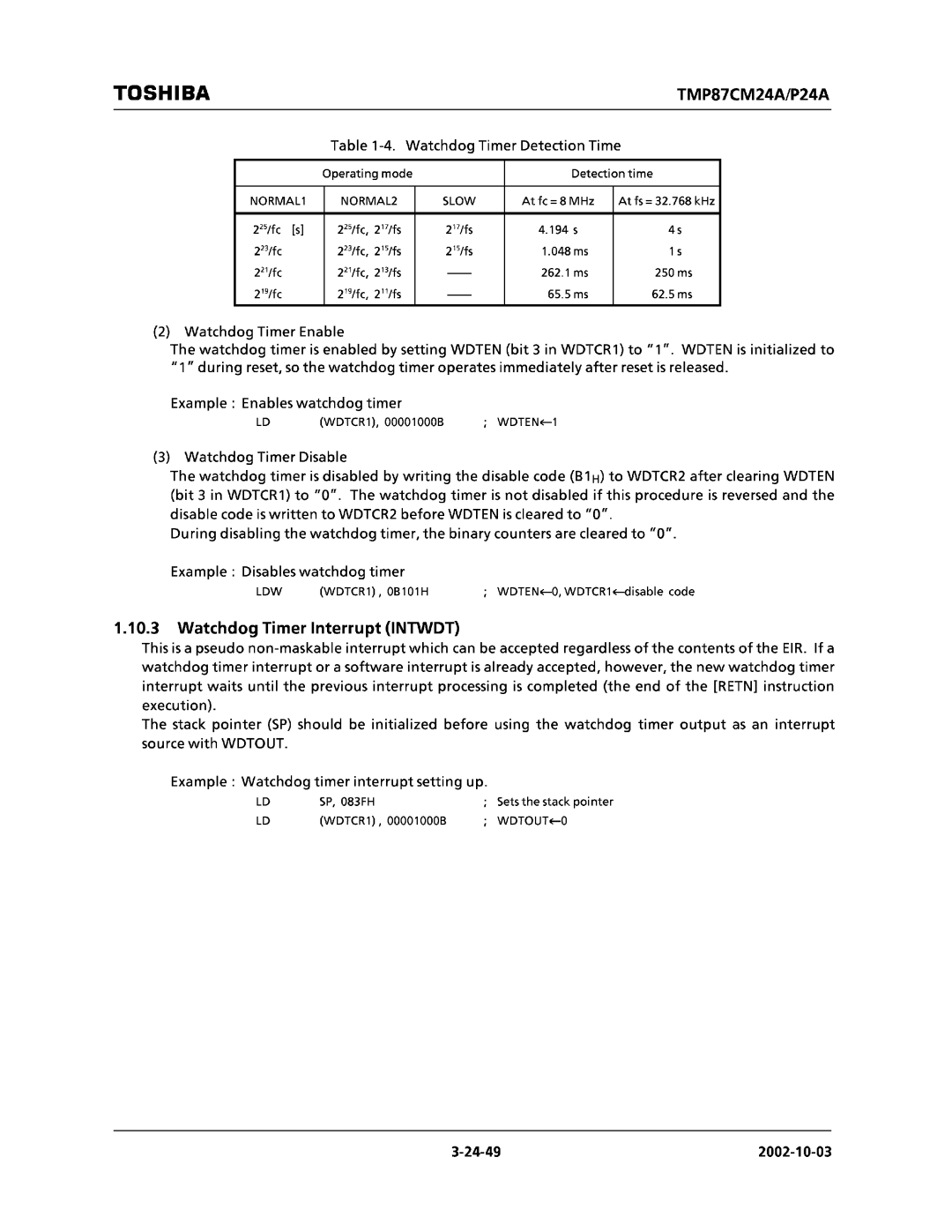 Toshiba TMP87CM24AF, TMP87CP24AF manual 