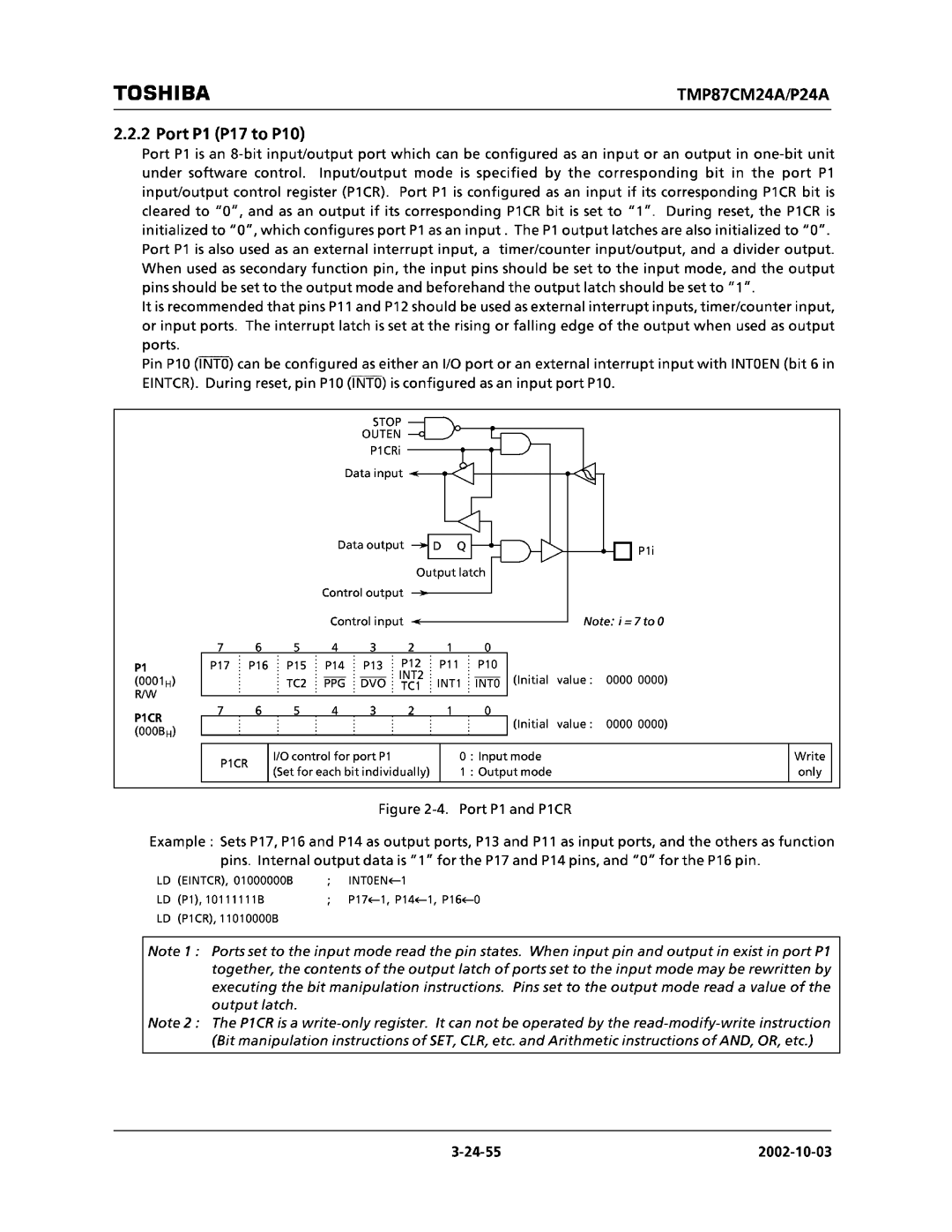 Toshiba TMP87CM24AF, TMP87CP24AF manual 