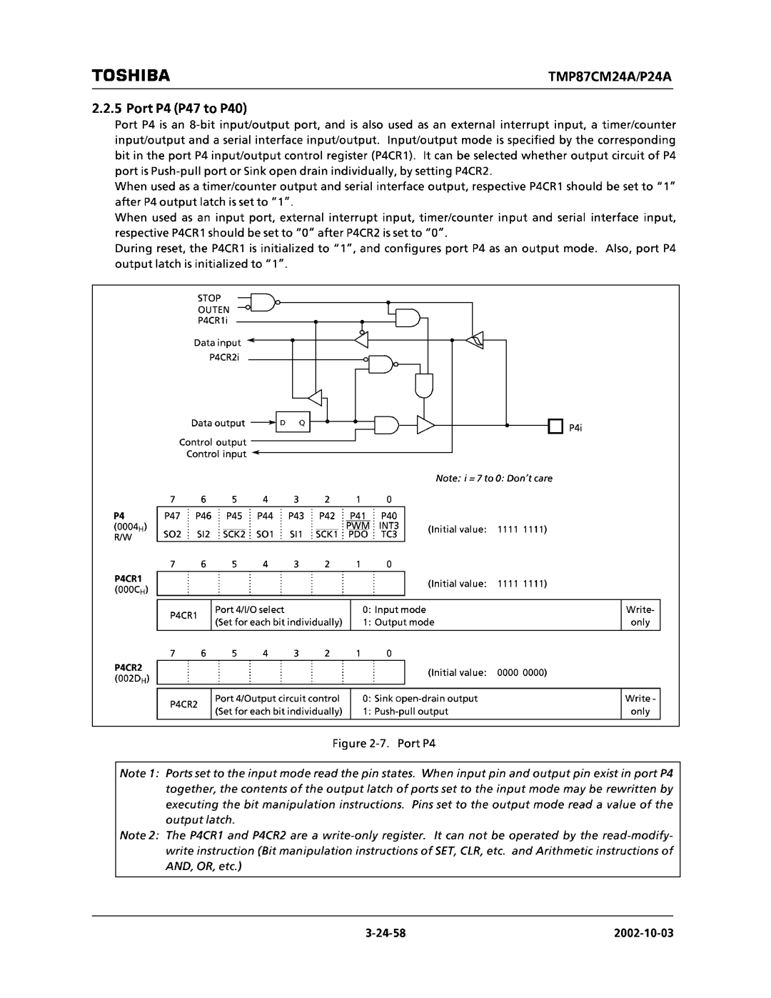 Toshiba TMP87CP24AF, TMP87CM24AF manual 