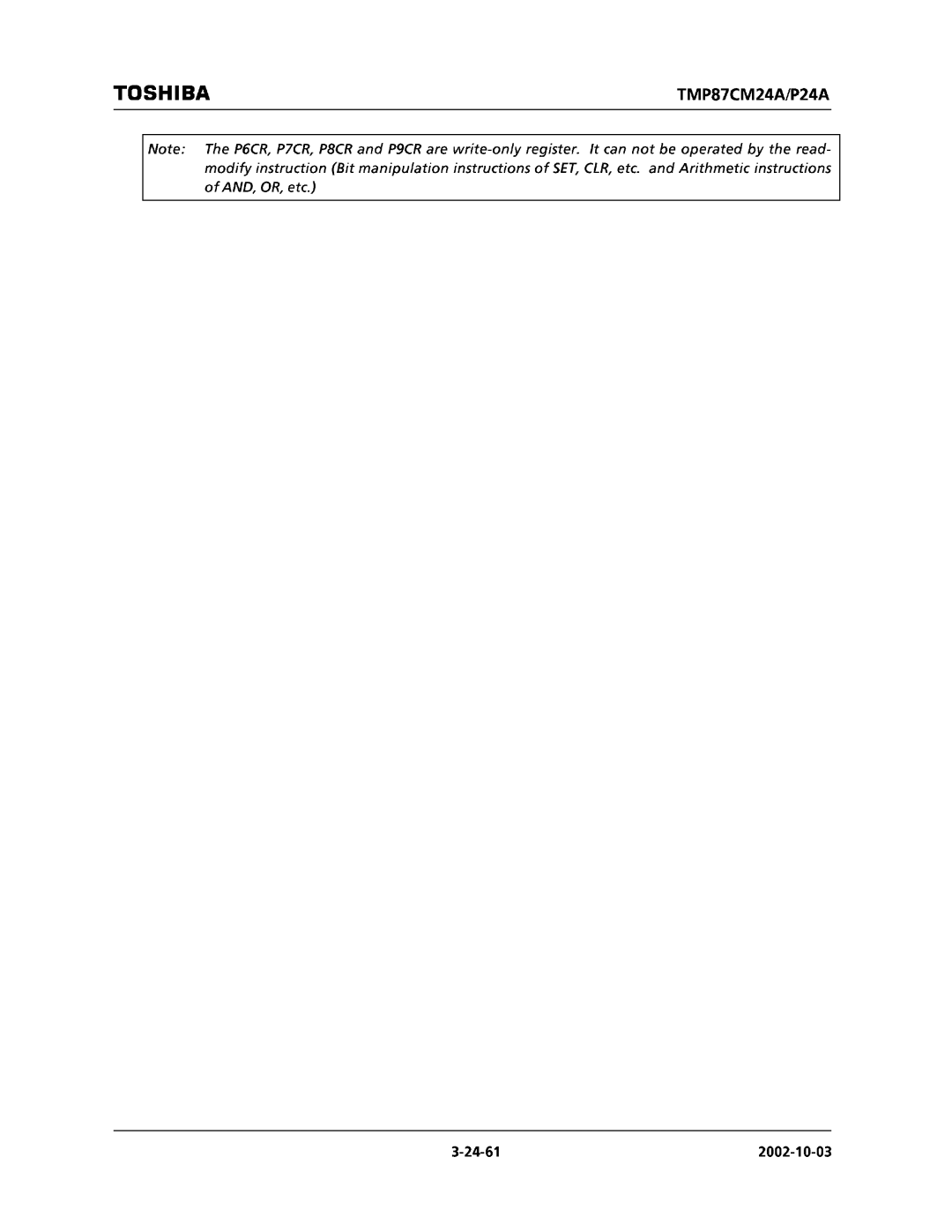 Toshiba TMP87CM24AF, TMP87CP24AF manual 