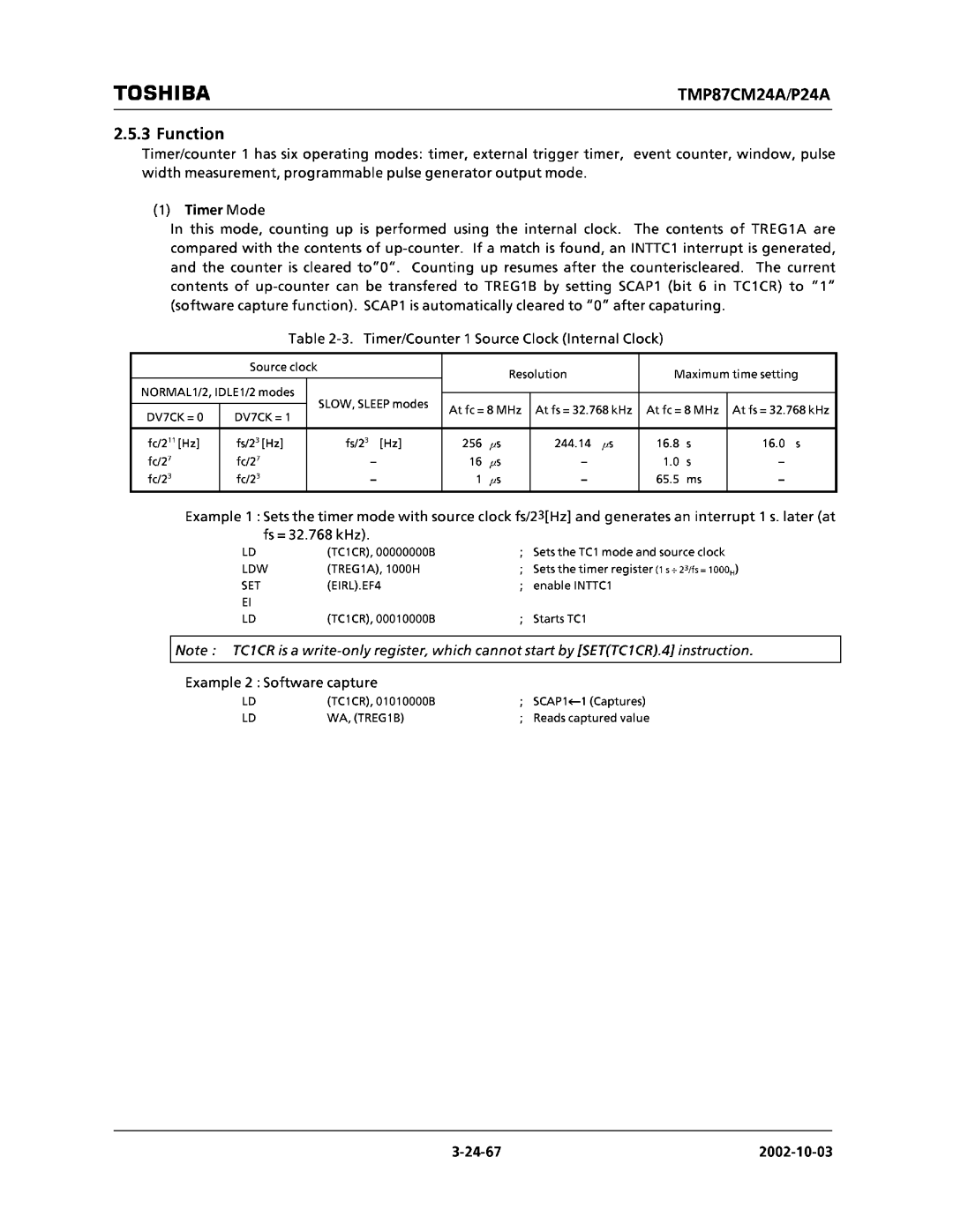 Toshiba TMP87CM24AF, TMP87CP24AF manual 