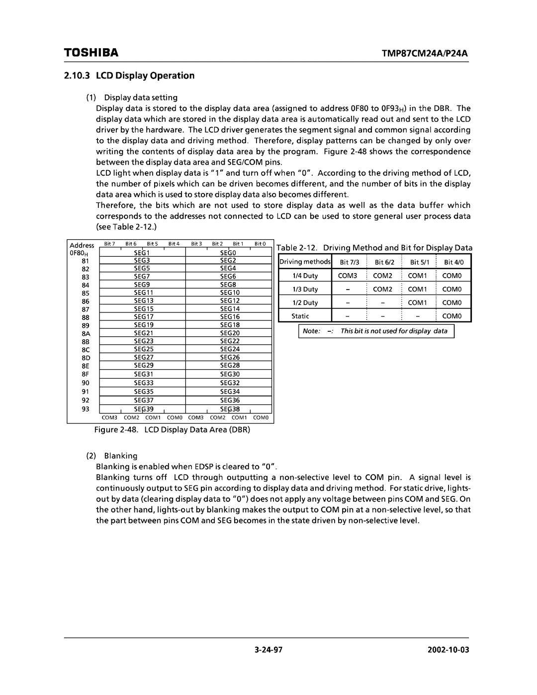 Toshiba TMP87CM24AF, TMP87CP24AF manual 