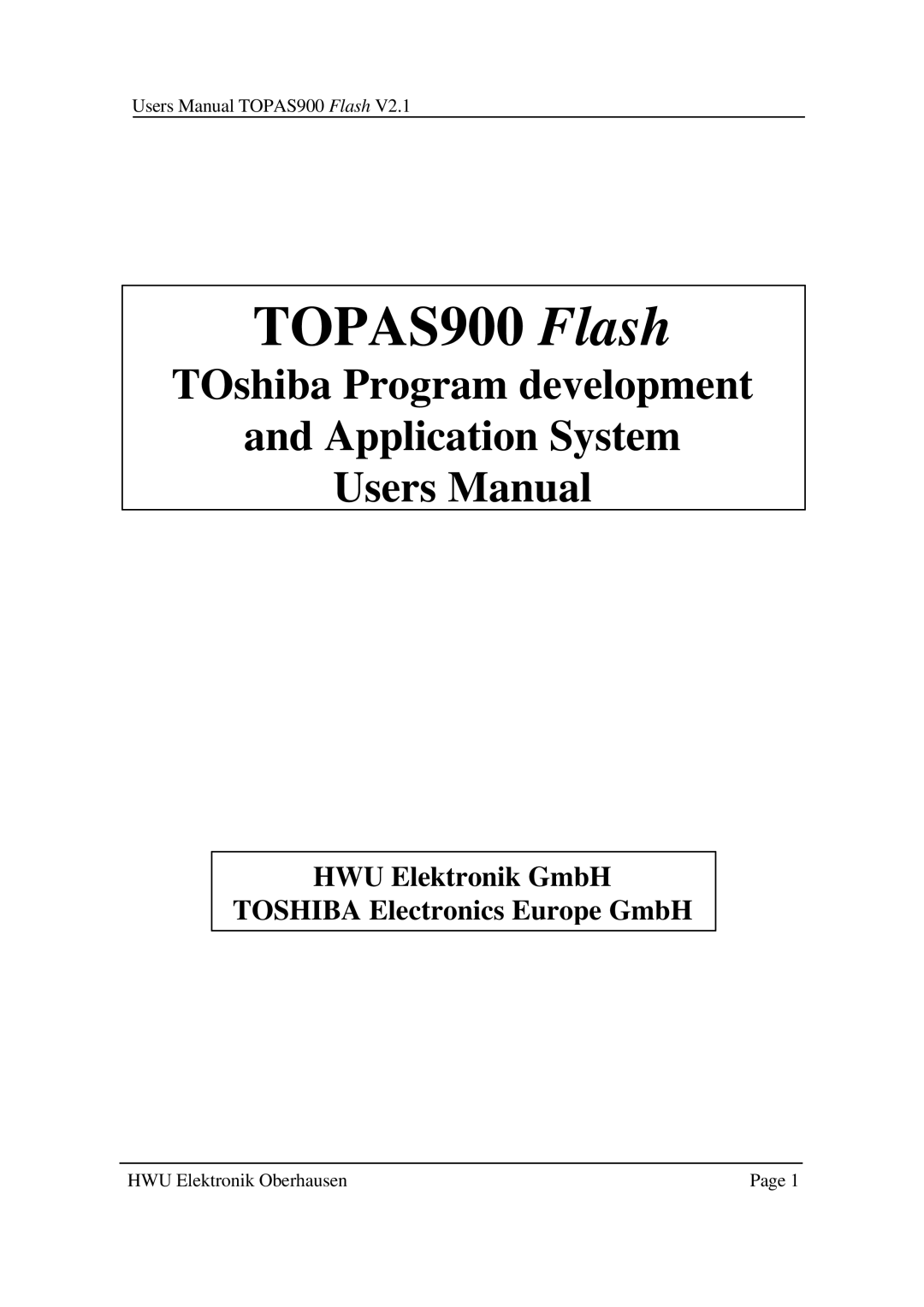 Toshiba user manual TOPAS900 Flash 