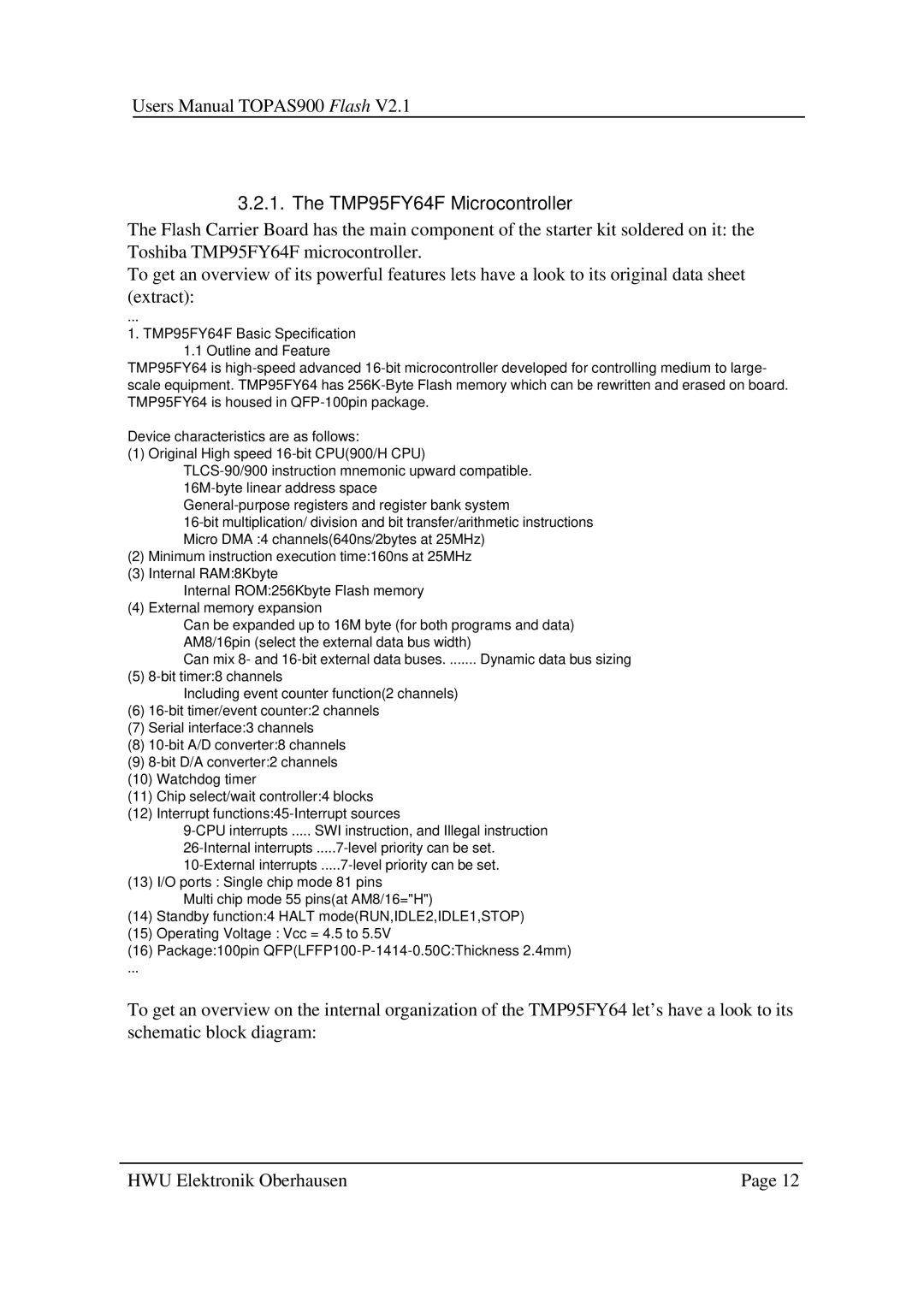 Toshiba TOPAS900 user manual TMP95FY64F Microcontroller 