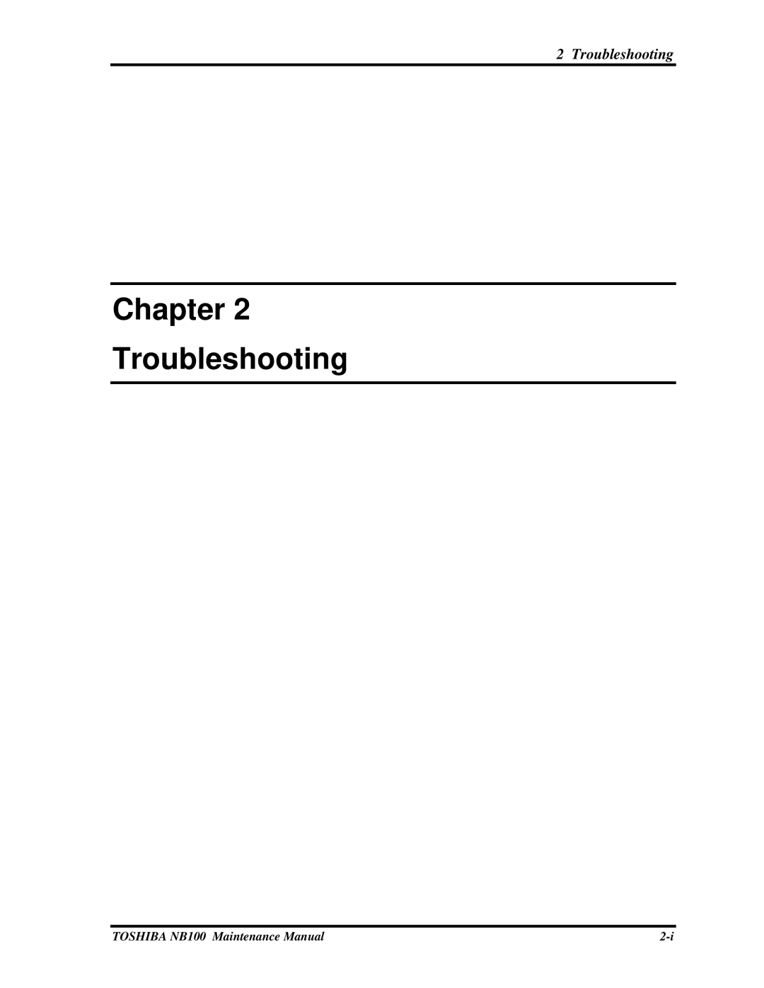 Toshiba TOSHIBA NB100 manual Chapter Troubleshooting 