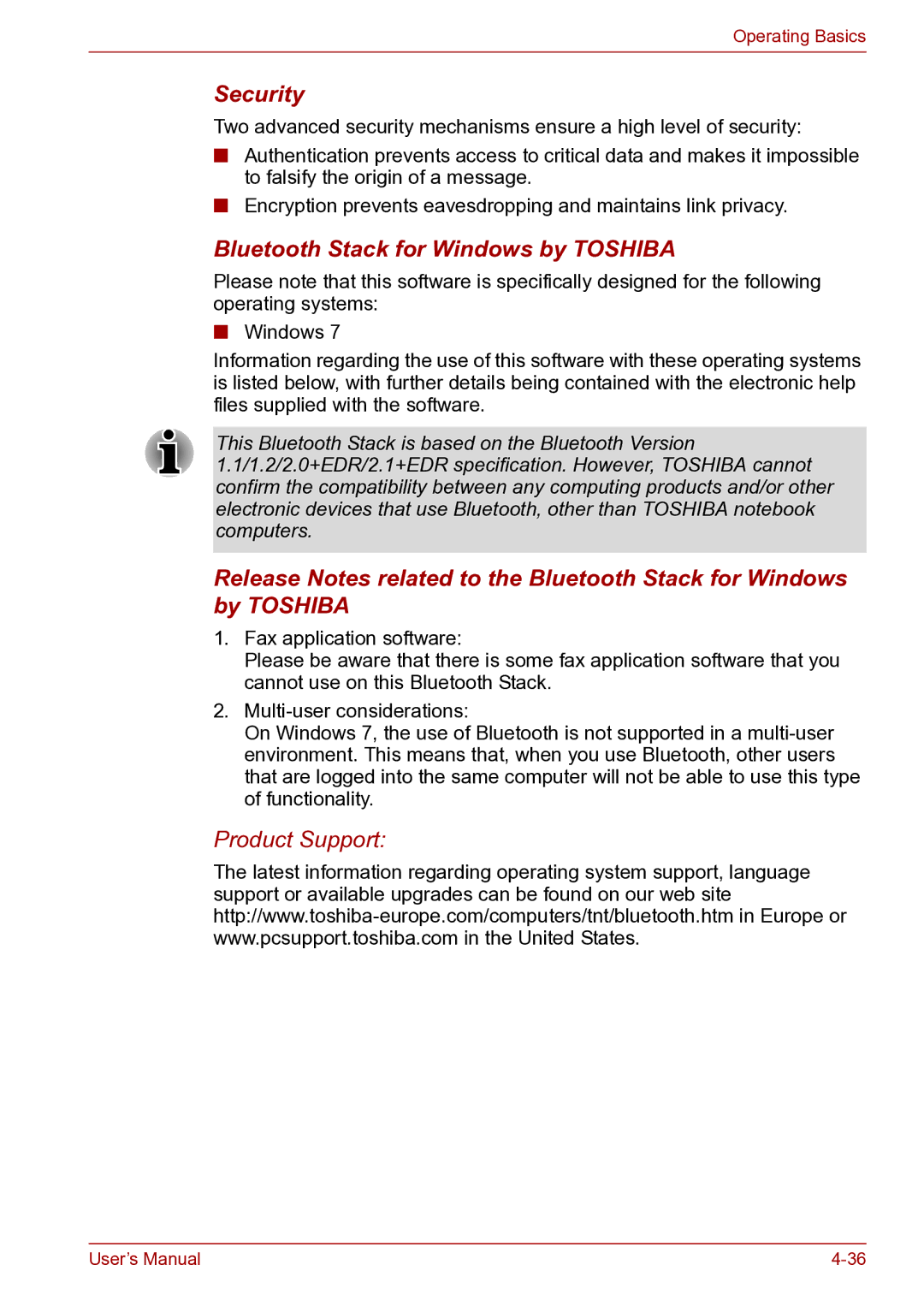 Toshiba toshiba satellite user manual Bluetooth Stack for Windows by Toshiba 