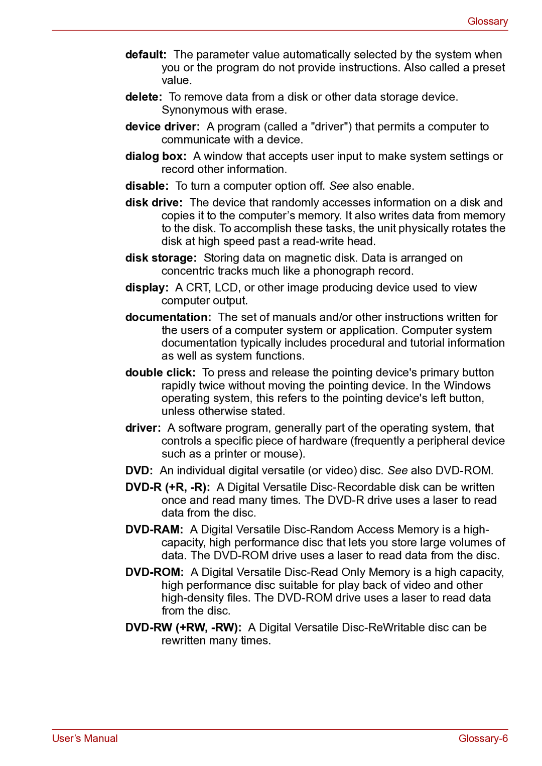 Toshiba toshiba satellite user manual Glossary-6 