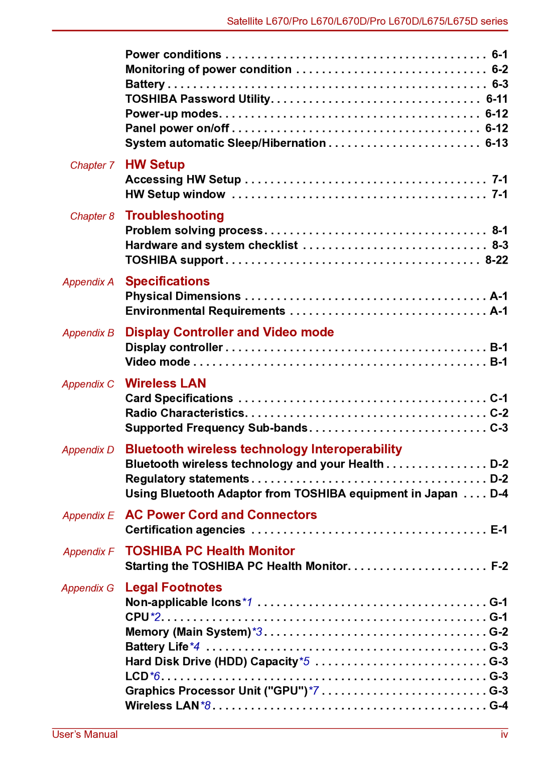 Toshiba toshiba satellite user manual Appendix a Specifications, Accessing HW Setup -1 HW Setup window 