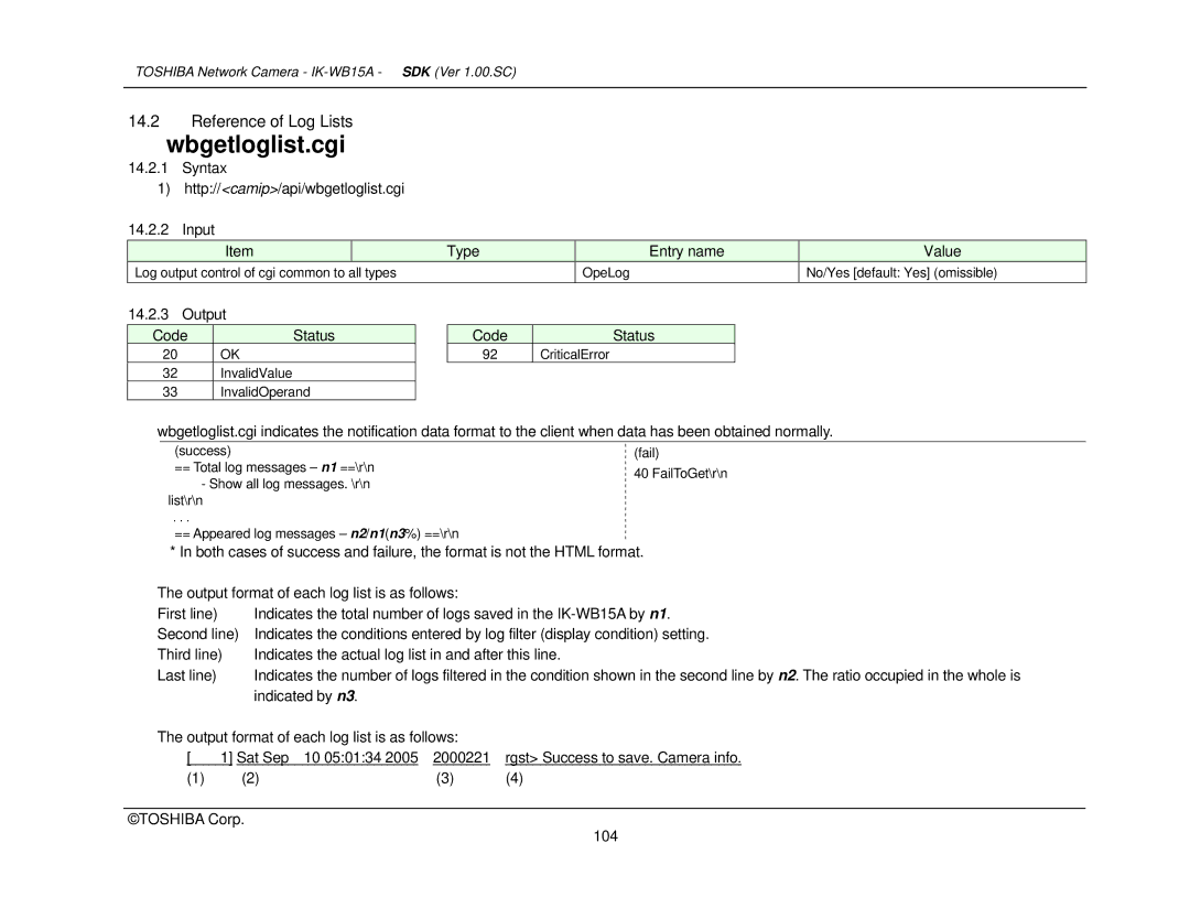 Toshiba Toshiba manual Wbgetloglist.cgi 