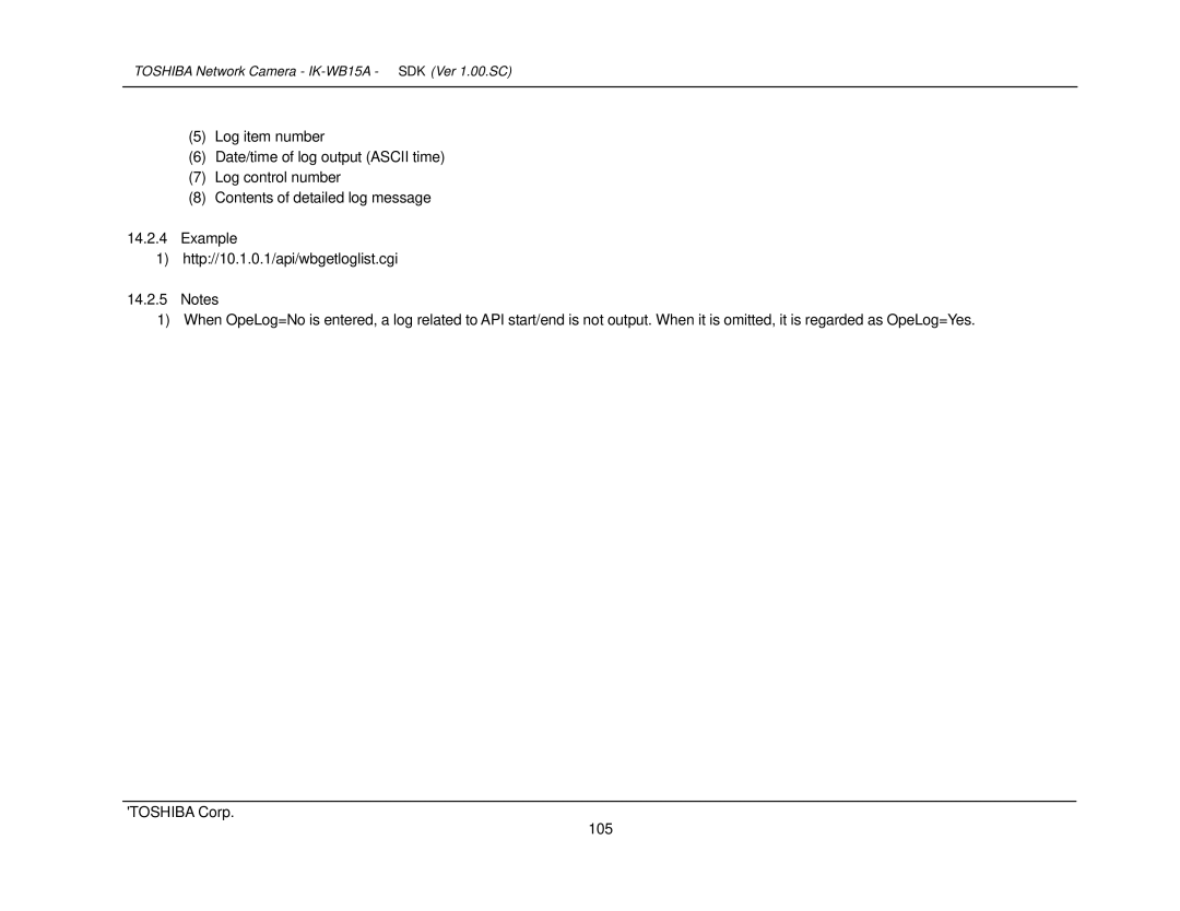 Toshiba manual Toshiba Network Camera IK-WB15A SDK Ver 1.00.SC 