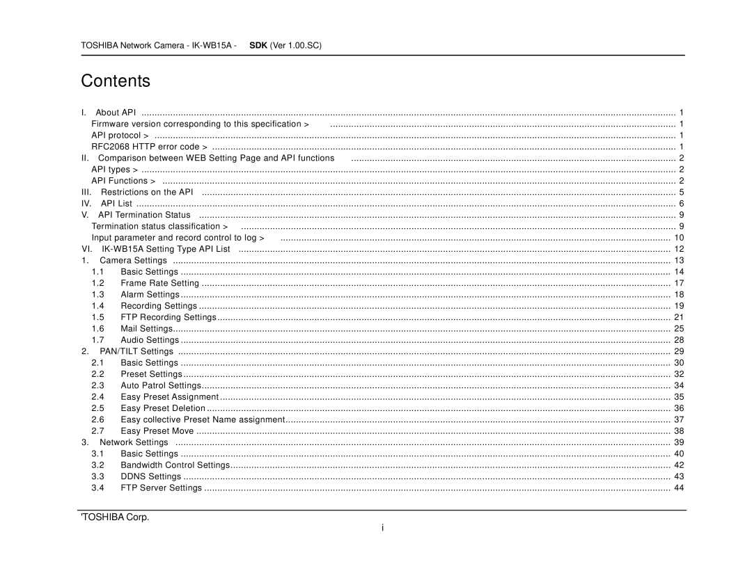 Toshiba Toshiba manual Contents 