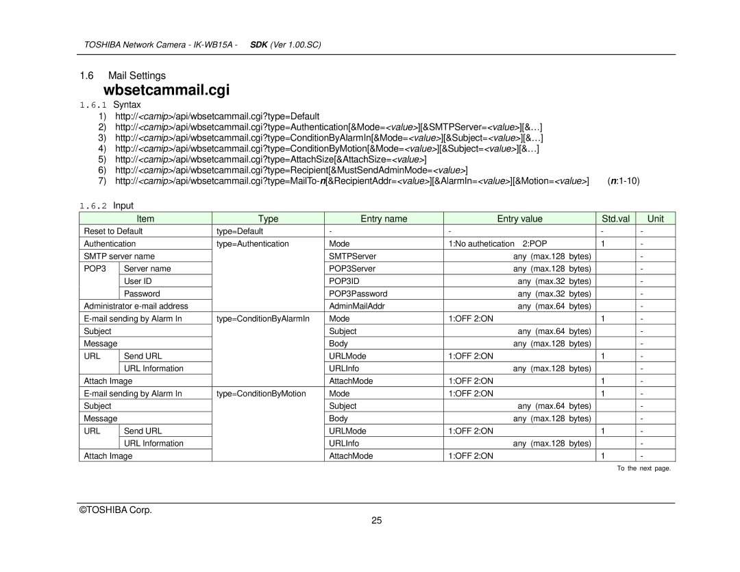 Toshiba Toshiba manual Wbsetcammail.cgi, POP3ID 