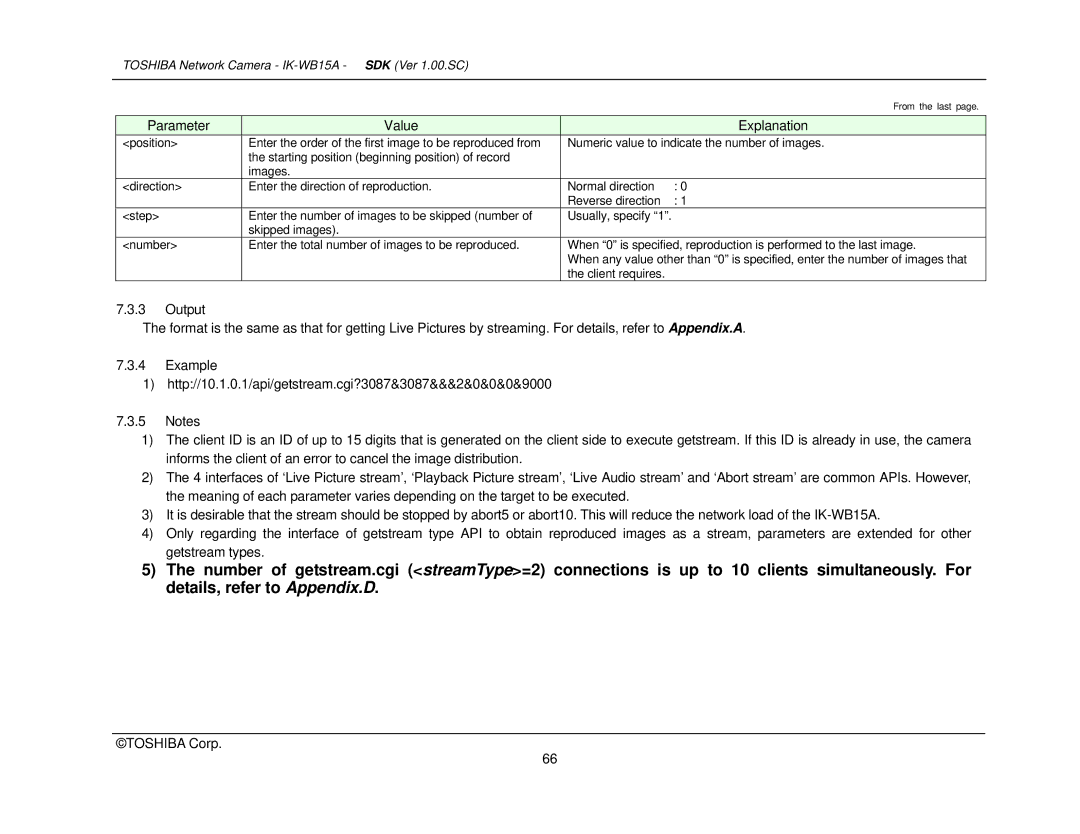 Toshiba Toshiba manual Parameter Value Explanation 