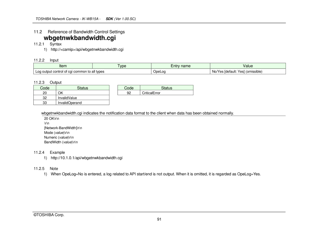 Toshiba Toshiba manual Wbgetnwkbandwidth.cgi 