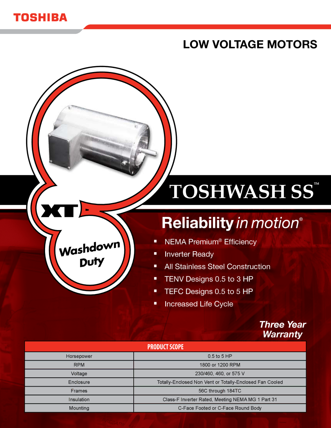 Toshiba Toshwash SS warranty 