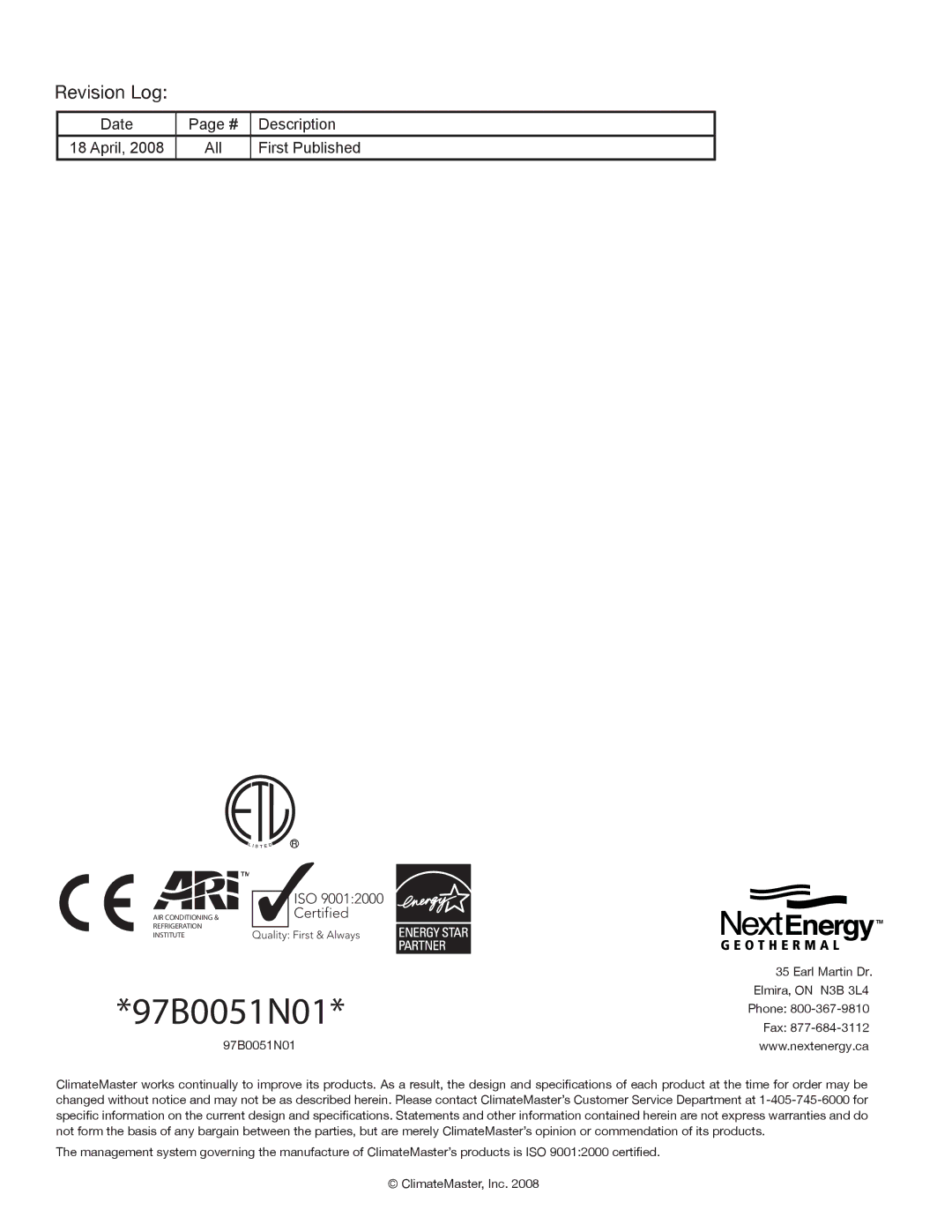 Toshiba TRANQUILITY 27, TRANQUILITY 20 manual 97B0051N01 