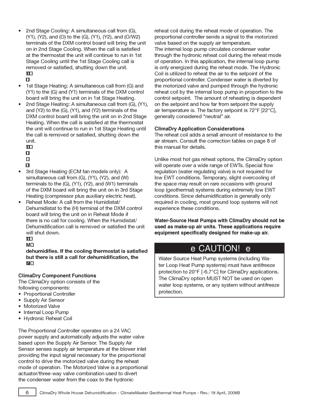 Toshiba TRANQUILITY 27, TRANQUILITY 20 manual ClimaDry Component Functions, ClimaDry Application Considerations 