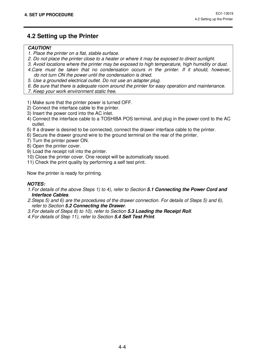 Toshiba TRST-A10 owner manual Setting up the Printer 