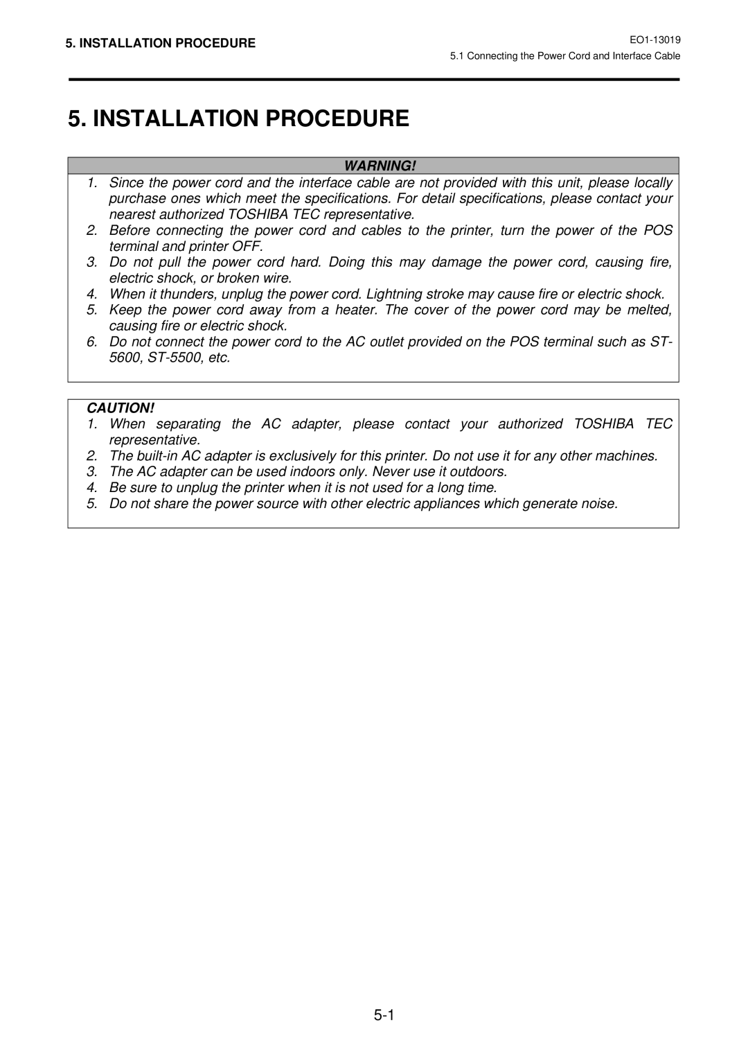 Toshiba TRST-A10 owner manual Installation Procedure 