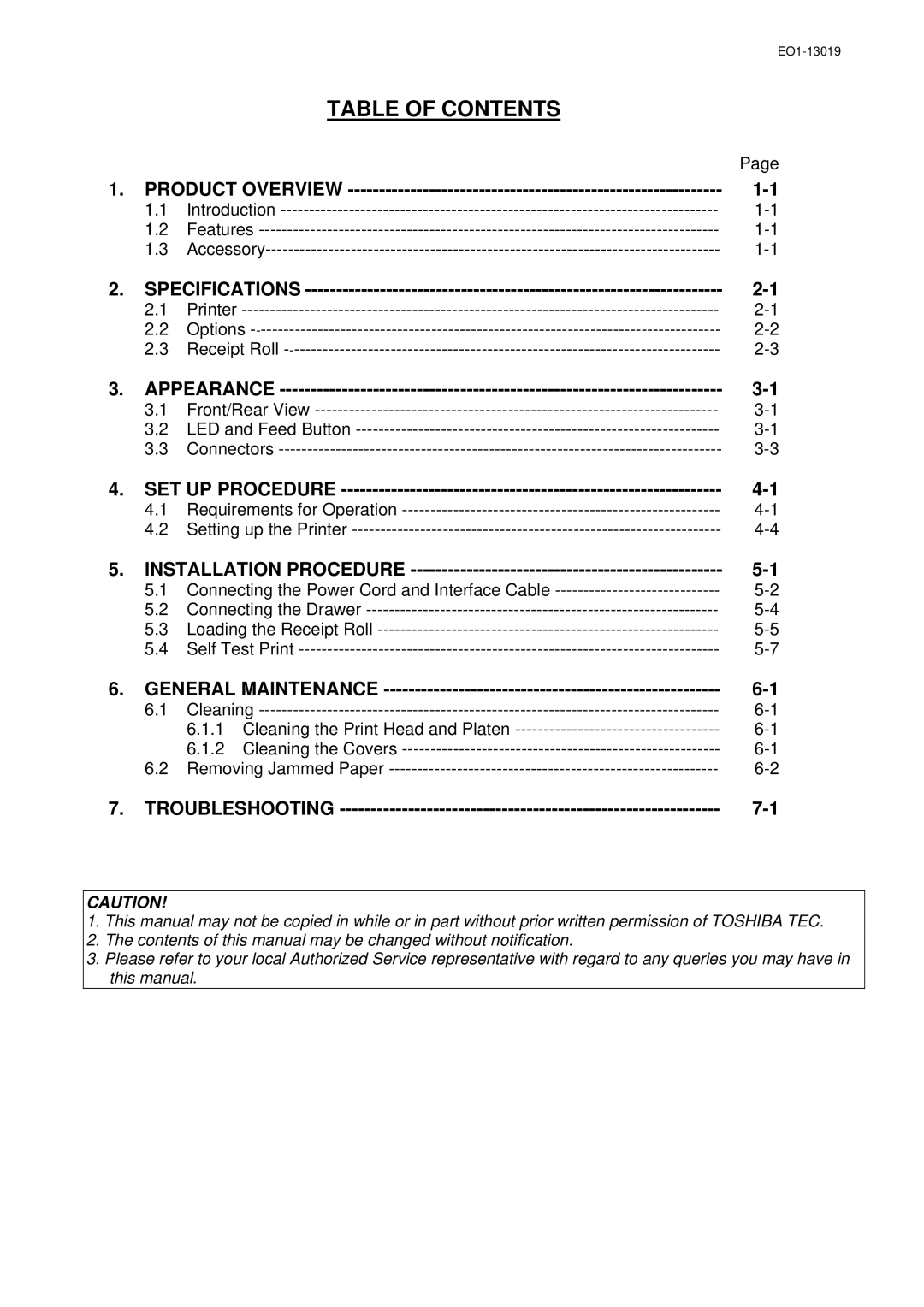 Toshiba TRST-A10 owner manual Table of Contents 