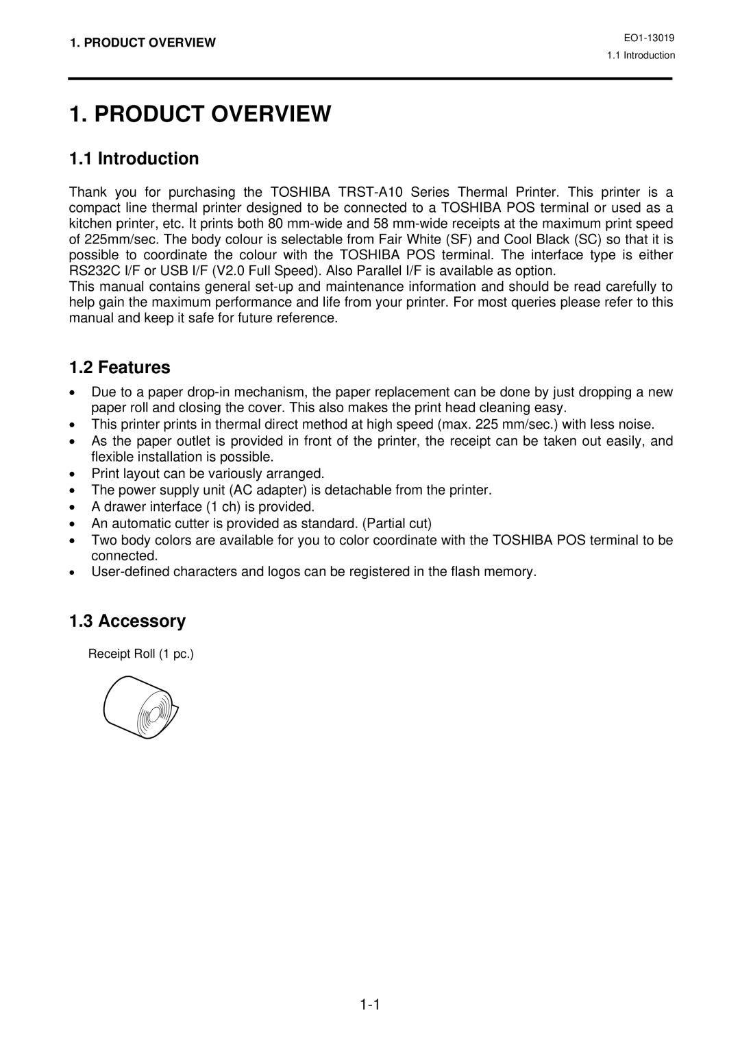 Toshiba TRST-A10 owner manual Product Overview, Introduction, Features, Accessory 