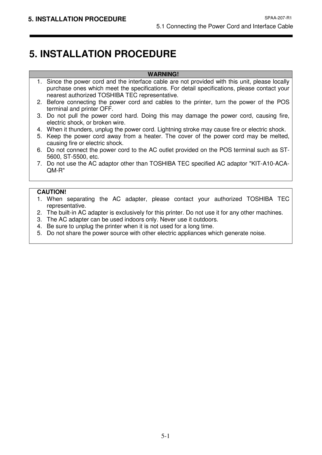 Toshiba TRST-A10 owner manual Installation Procedure 