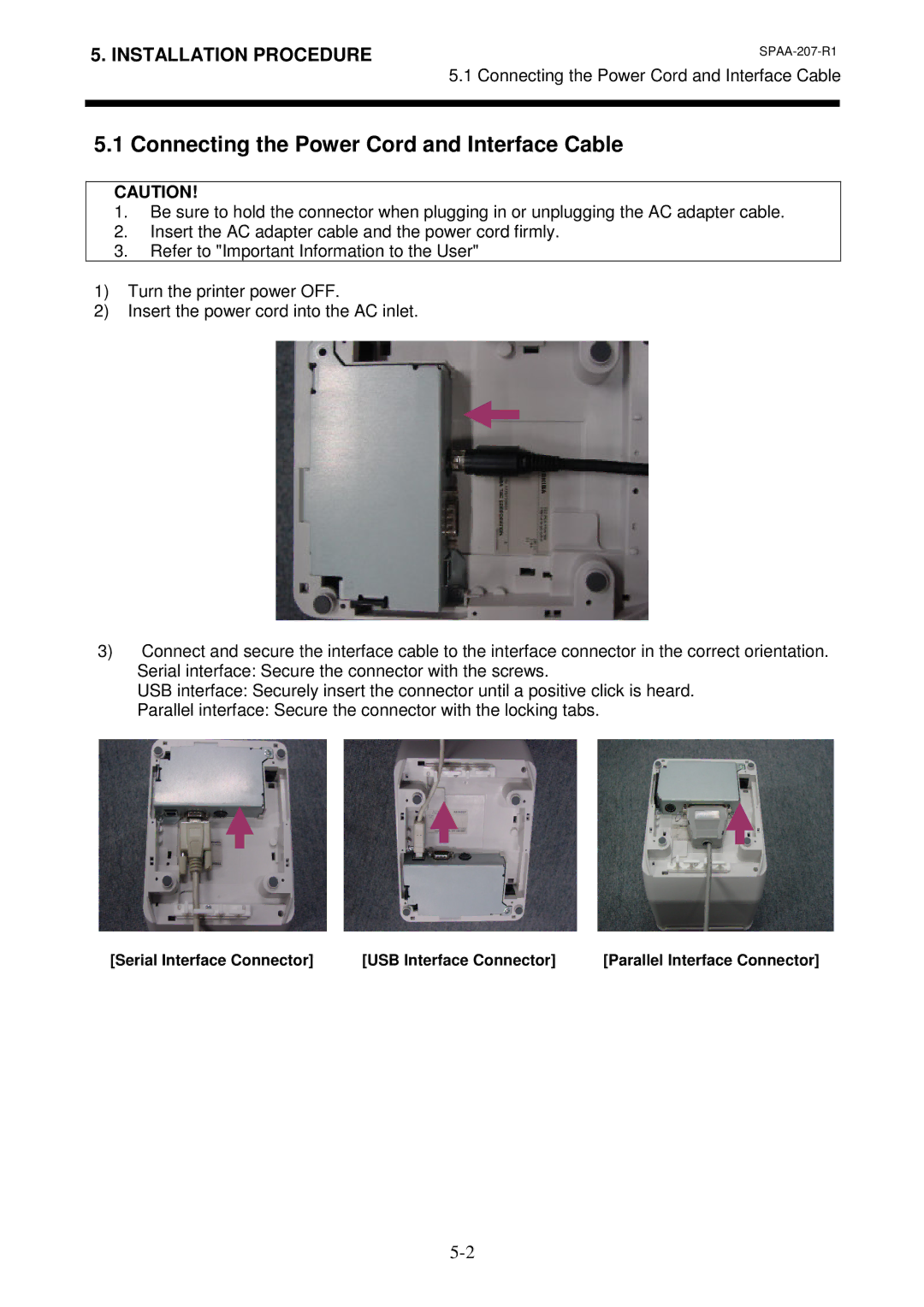 Toshiba TRST-A10 owner manual Connecting the Power Cord and Interface Cable 