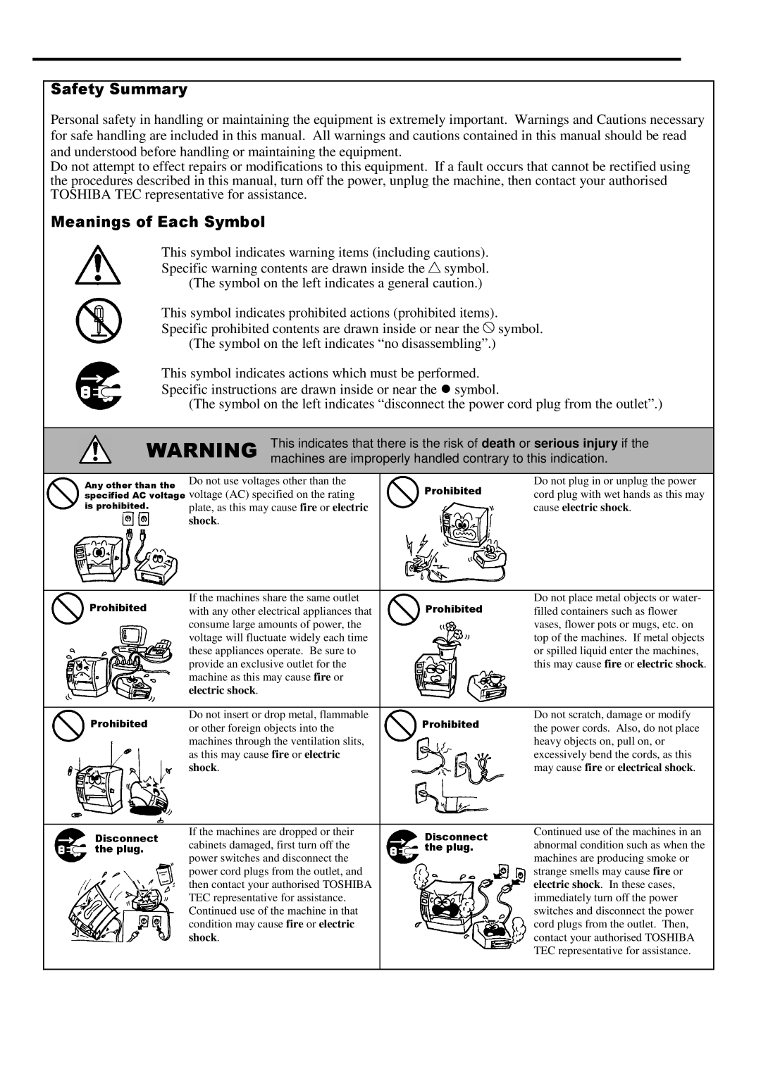 Toshiba TRST-A10 owner manual Cause electric shock 