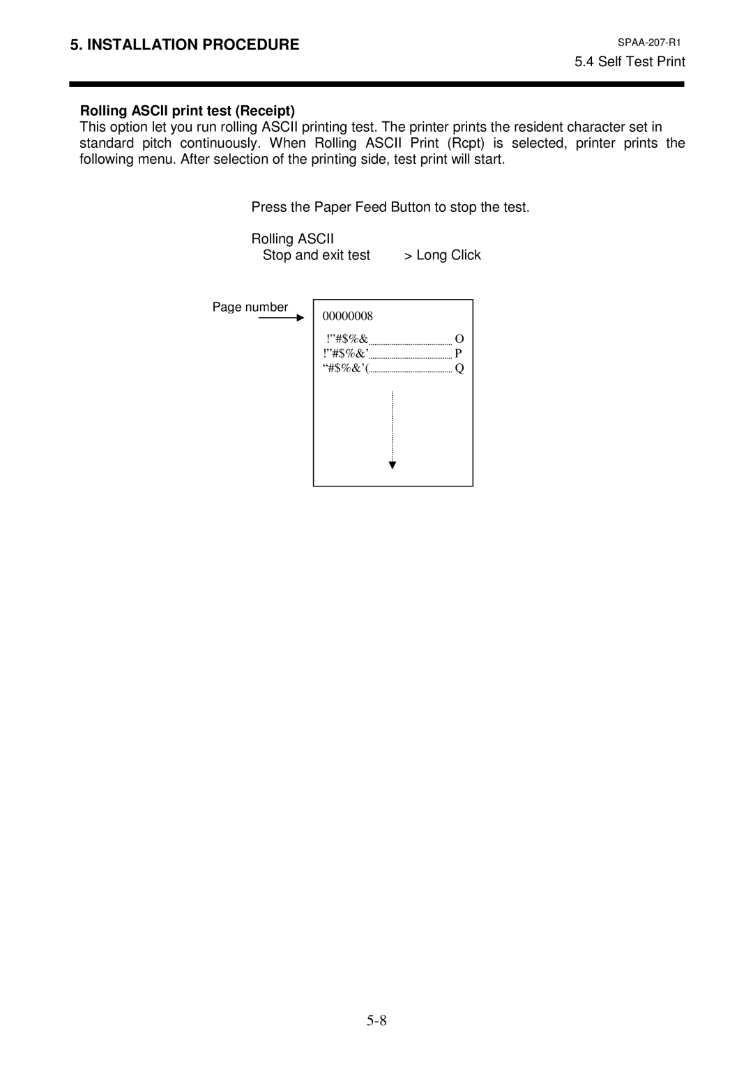 Toshiba TRST-A10 owner manual Rolling Ascii print test Receipt 