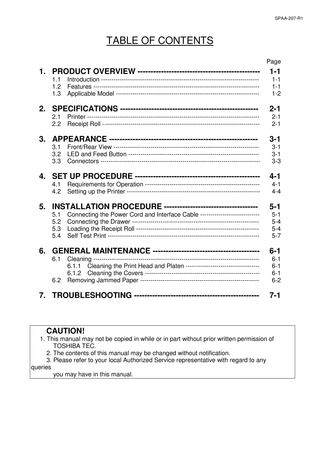 Toshiba TRST-A10 owner manual Table of Contents 