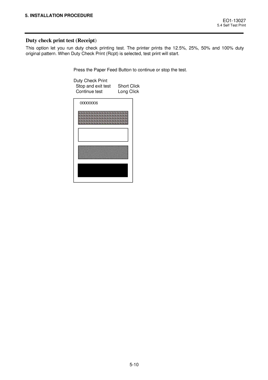 Toshiba TRST-A00, TRSTA00UCQMR owner manual Duty check print test Receipt 