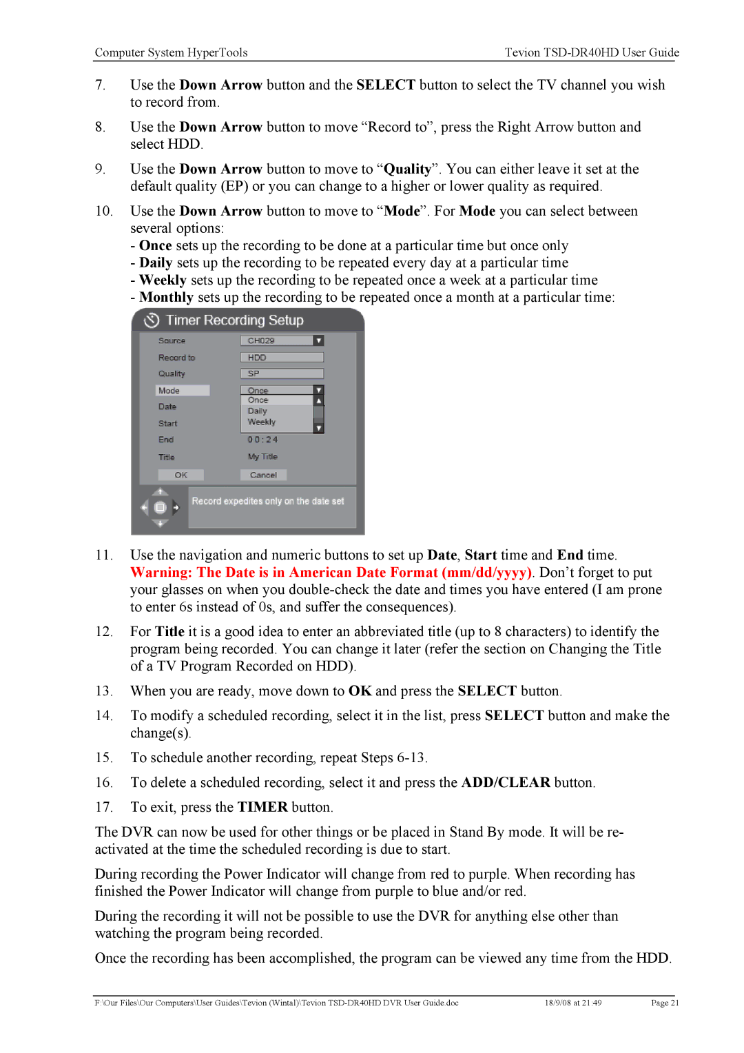 Toshiba manual Computer System HyperTools Tevion TSD-DR40HD User Guide 