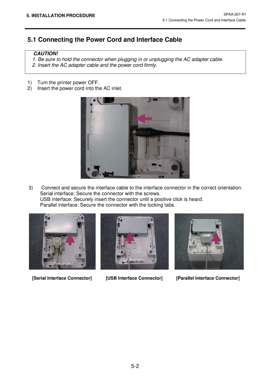 Toshiba SPAA-207-R1, TSMB0039901, TRST-A10 SERIES owner manual Connecting the Power Cord and Interface Cable 