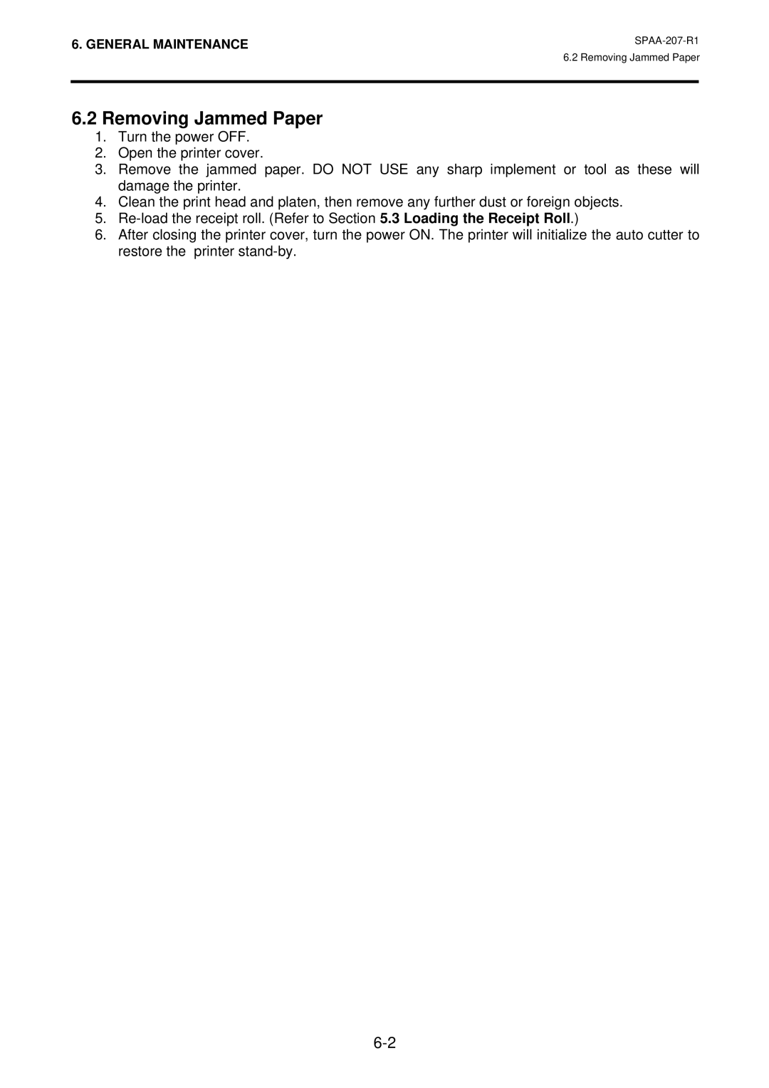 Toshiba TRST-A10 SERIES, TSMB0039901, SPAA-207-R1 owner manual Removing Jammed Paper 